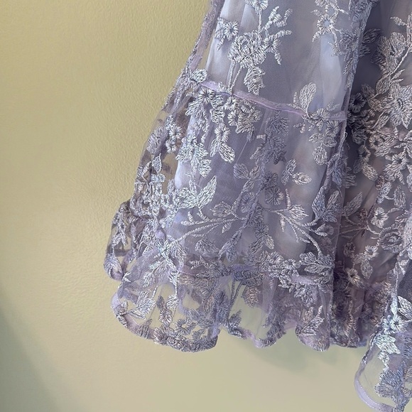 NWT Chi Chi London Lace Puff Sleeve Mini Dress Lilac Sz 4 Cottagecore Romantic - Picture 8 of 14